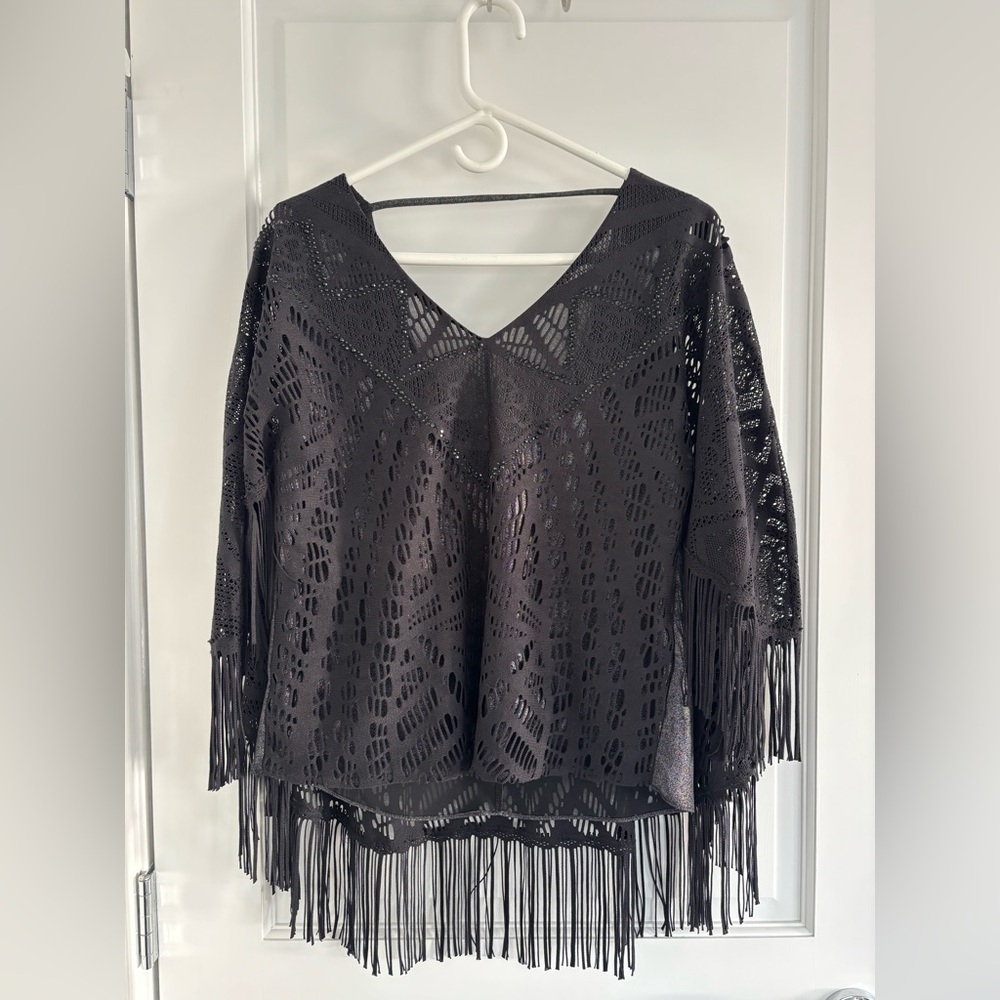 Alberto Makali Charcoal Crochet Top